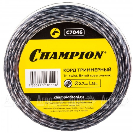 Корд триммерный Champion Tri-twist 2.7мм, 15м (витой треугольник)  в Барнауле