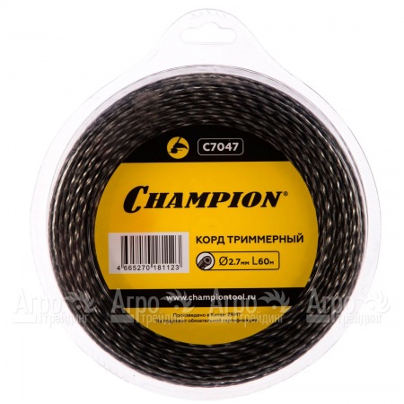 Корд триммерный Champion Tri-twist 2.7мм, 60м (витой треугольник)+нож  в Барнауле